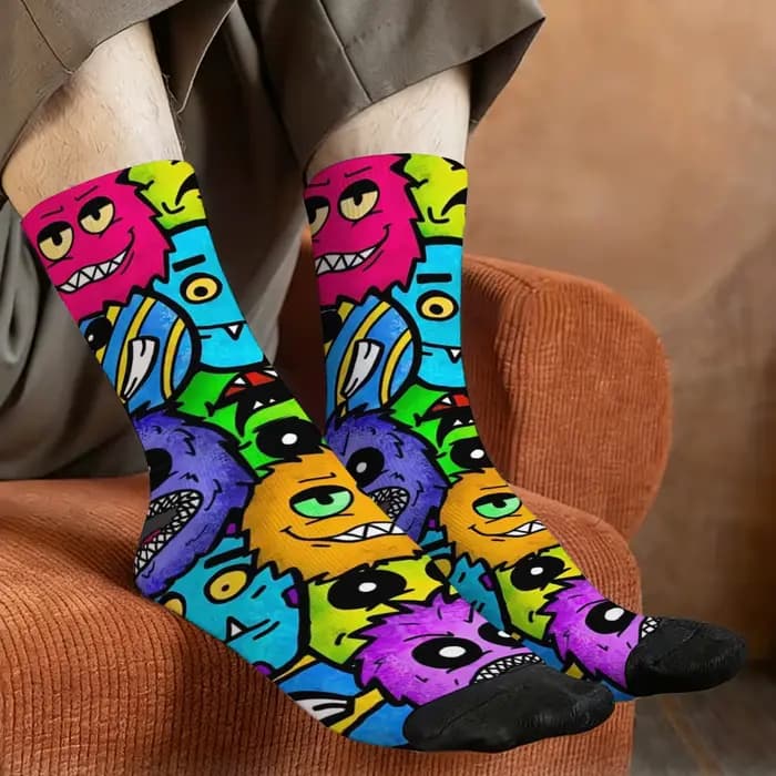 Chaussettes imprimées sur le thème des dessins animés pour hommes