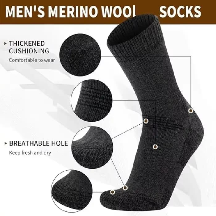 Chaussettes de randonnée en laine mérinos pour hommes