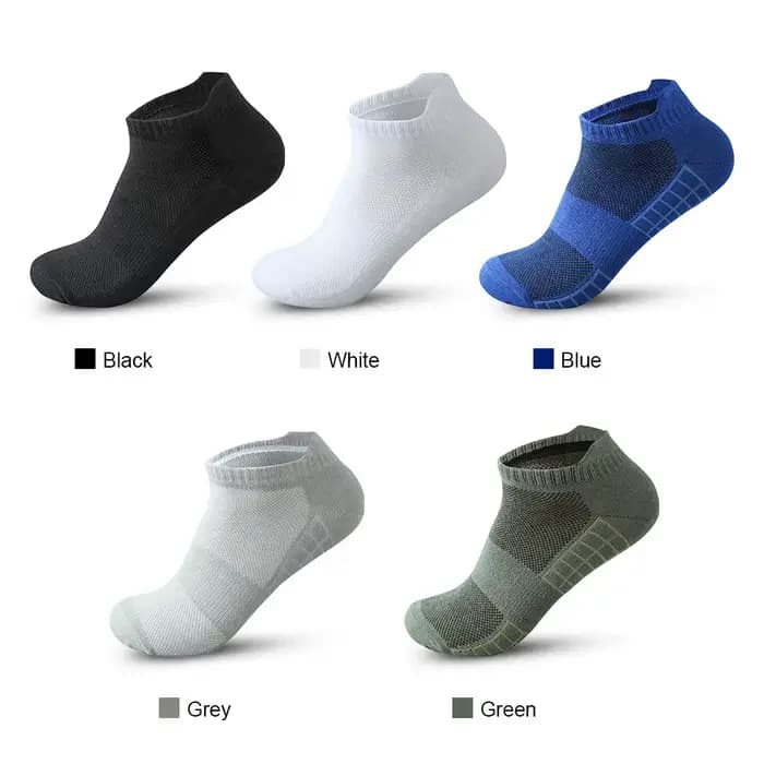 5 paires de chaussettes pour hommes, respirantes, en maille, sport, décontractées, absorbant la transpiration, simples, coupe basse, couleur unie, pour la course à pied