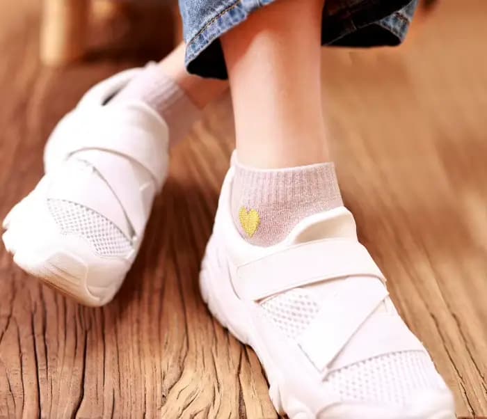 5 paires/ensemble femmes filles brodé amour coeur paillettes brillant chaussettes argent coloré mode drôle respirant
