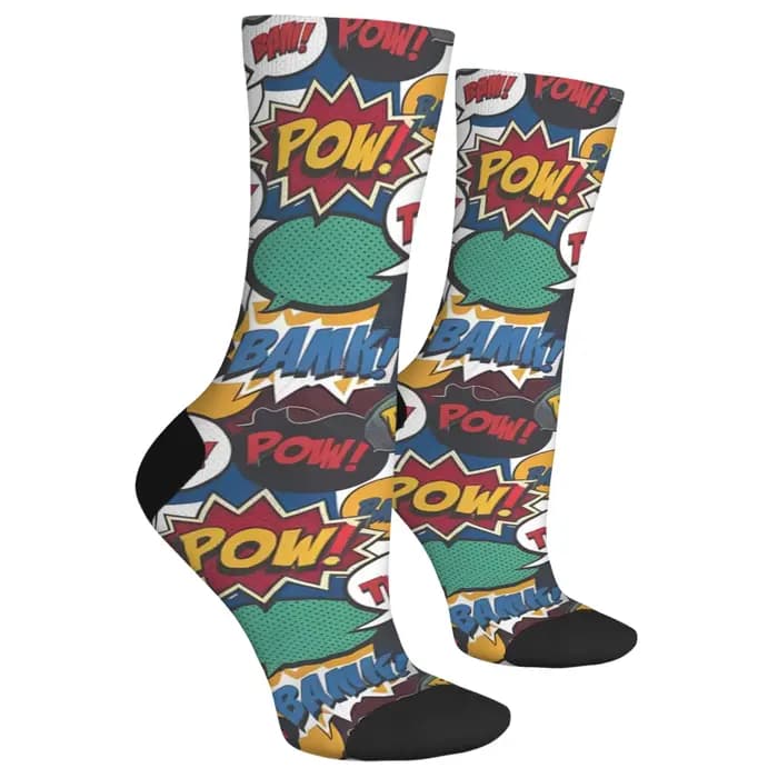 Amusant rue graffiti bande dessinée pop art chaussettes hommes et femmes loisirs sports de plein air