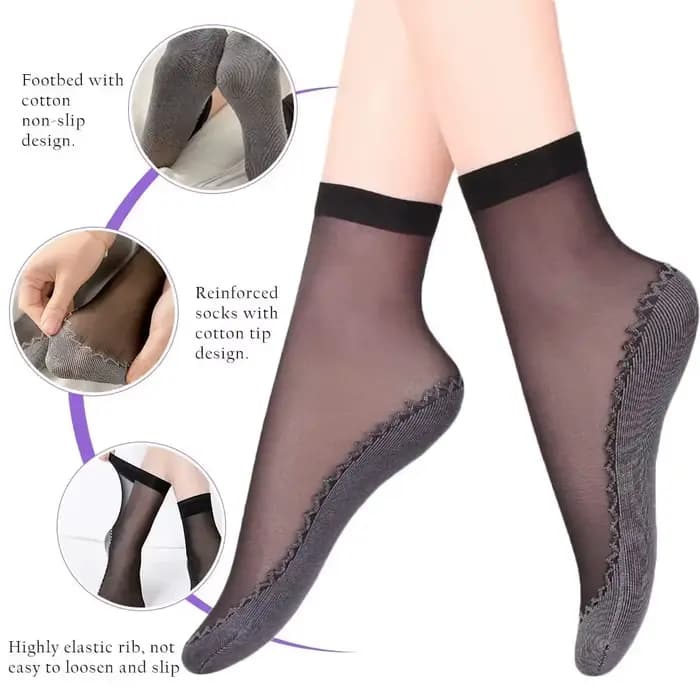 1/10 paires de chaussettes fines en coton antidérapantes pour femmes