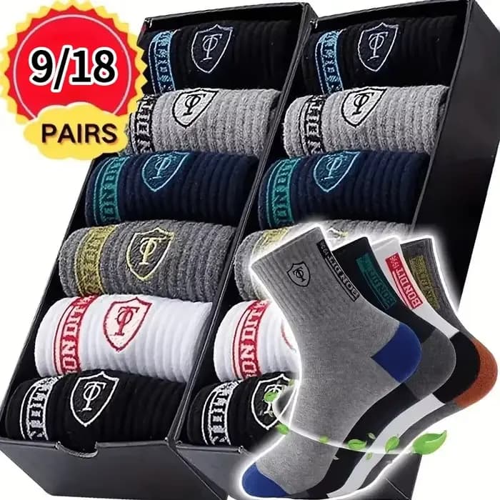 9/18 paires de chaussettes de sport pour hommes - respirantes et anti-transpiration