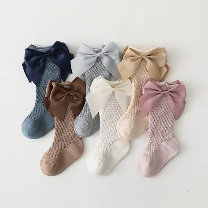 Chaussettes longues à gros nœud pour enfants