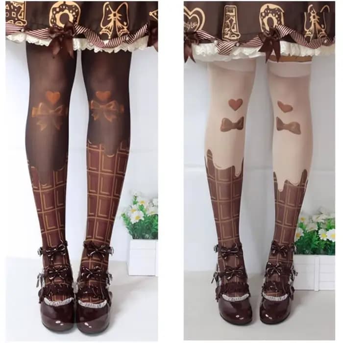 Collants Lolita pour femmes en chocolat noir ou au lait