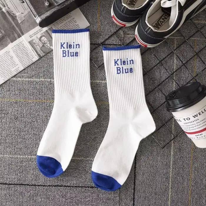 Klein-Chaussettes à lettres en coton bleu pour hommes et femmes