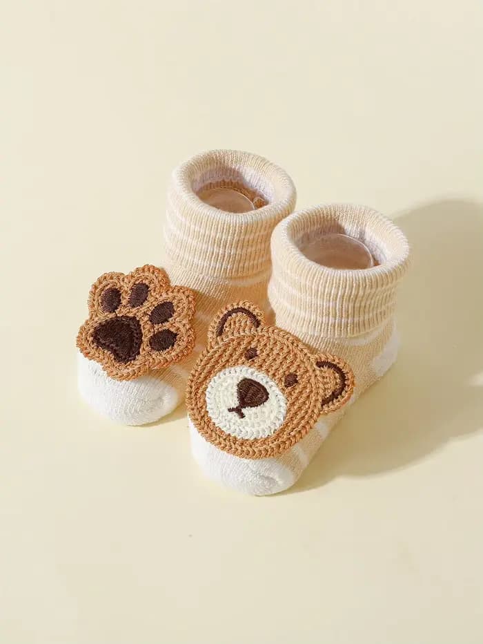 4 paires de chaussettes ours de dessin animé mignon pour bébé