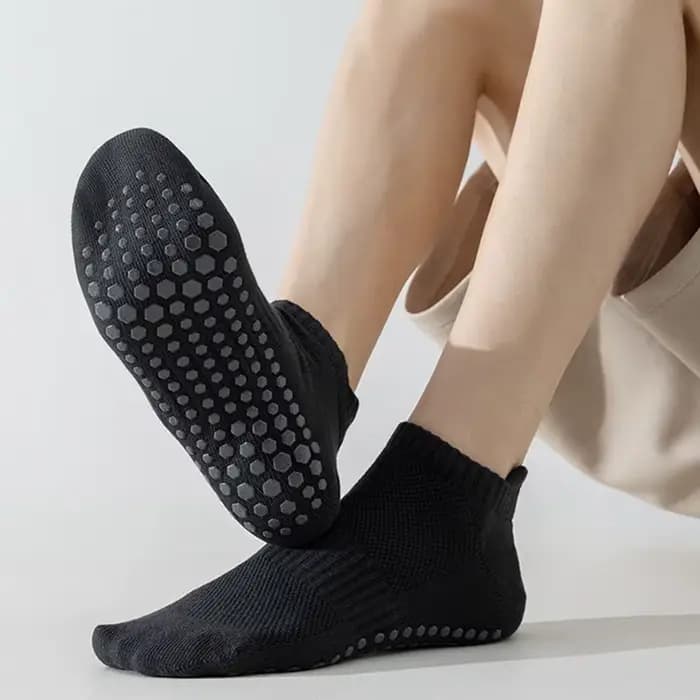 Chaussettes de Yoga hommes coton mince Silicone poignée antidérapante Pilates chaussette à cheville basse