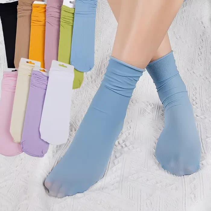 Chaussettes longues respirantes et fines en velours pour femmes et filles
