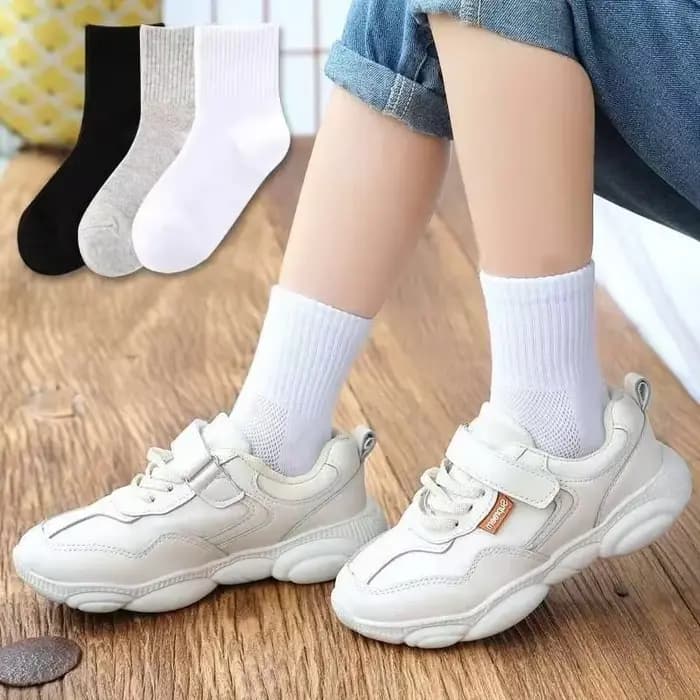 5 paires/couleur Pure doux respirant coton enfants chaussettes d'école filles garçons décontracté gris noir blanc sport