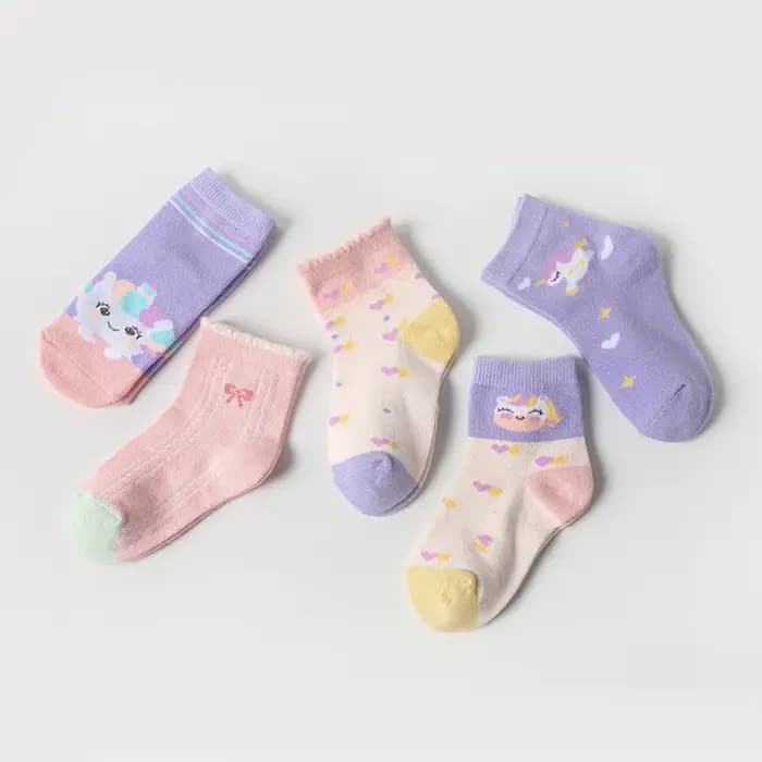 5 paires de chaussettes pour enfants avec motifs de licorne mignons de dessin animé pour filles et bébés