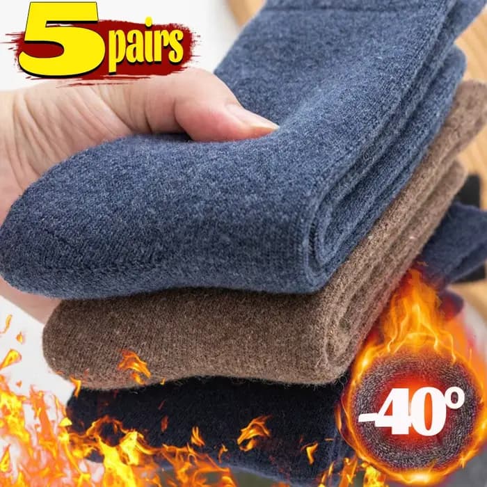 1/5 paires de chaussettes d'hiver en laine mérinos pour hommes