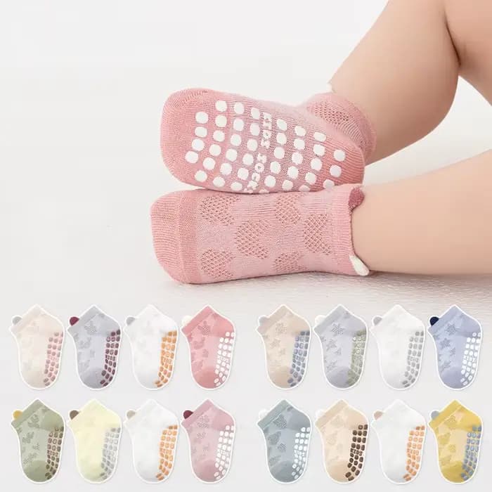 4 paires/ensemble coton respirant enfants chaussettes printemps été mince bébé maille chaussette courte garçons filles