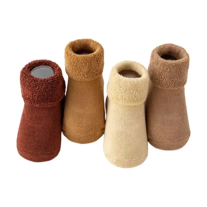 4 paires de chaussettes épaisses de couleur unie pour bébé