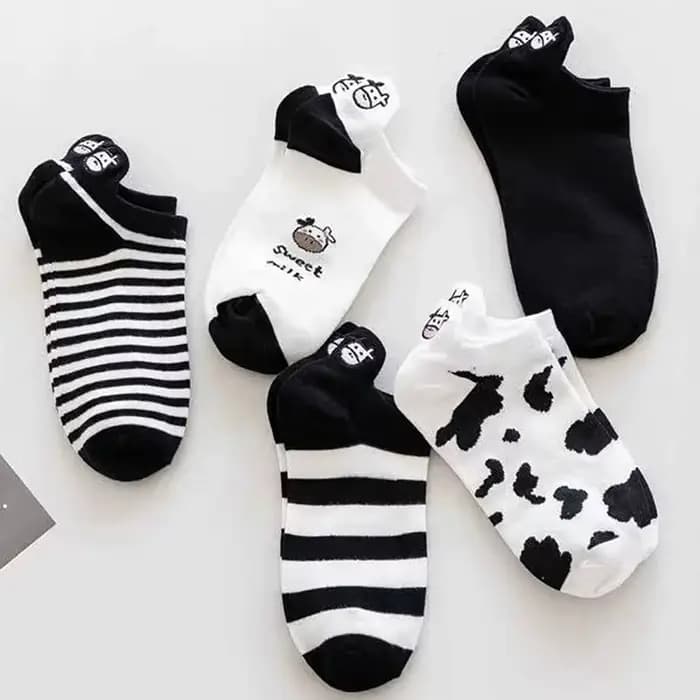 5 paires/lot été femmes dessin animé chaussettes courtes imprimé Animal bas Tube Cool