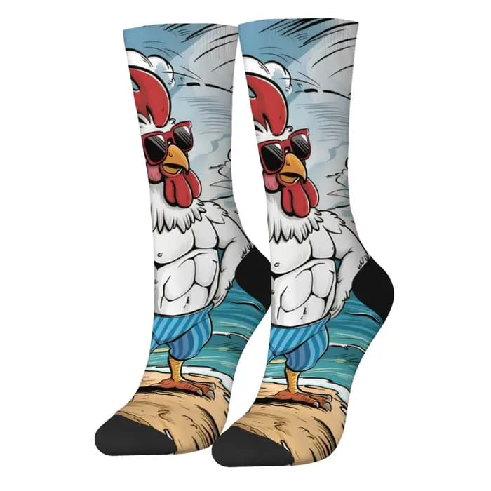 Chaussettes pour hommes de dessin animé de coq drôle style Harajuku nouveauté rue hip-hop tendance