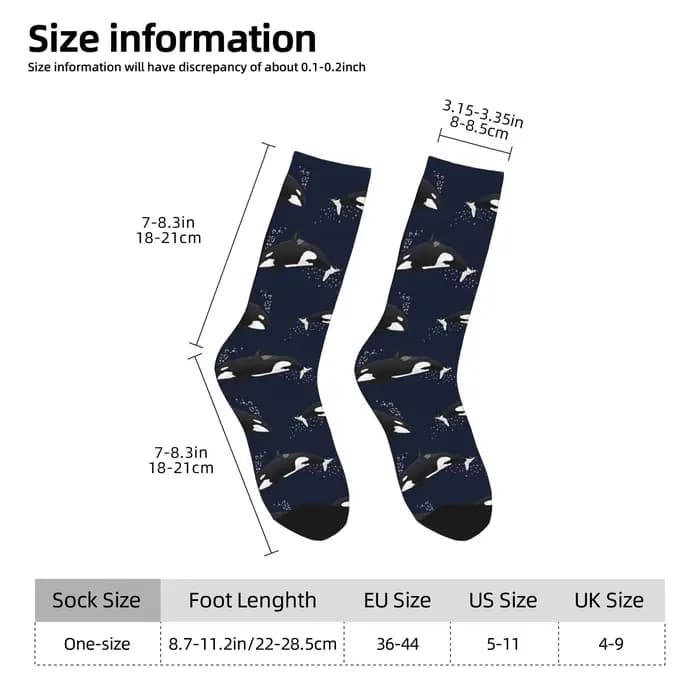 Orca - Sea Life Pattrn chaussettes bas drôles femmes hommes