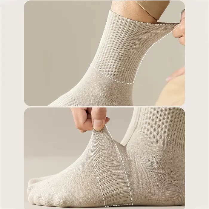 Chaussettes pour hommes rétro couleur unie café blanc kaki Beige