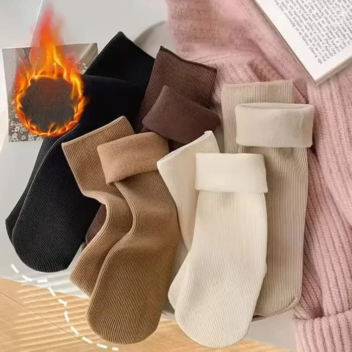 5 paires de chaussettes de neige pour femmes, chaussettes d'automne et d'hiver avec bas de sol de couchage chauds et épais, couleur unie pour femmes