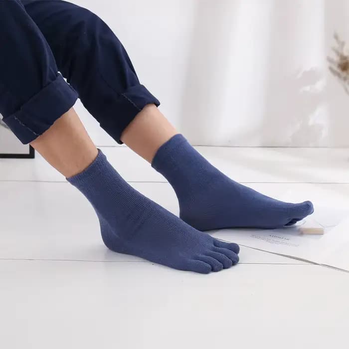 Chaussettes respirantes en coton à cinq doigts pour hommes