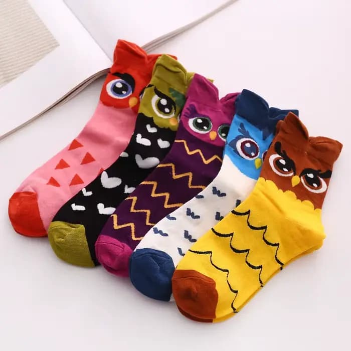 1 paire dessin animé hibou mignon filles chaussette Kwaii drôle mode