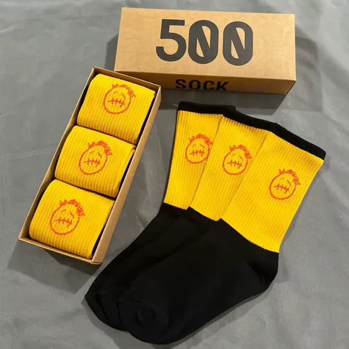 3 paires de coffrets cadeaux avec lettres patchwork chaussettes de sport confortables pour hommes pour skateboard
