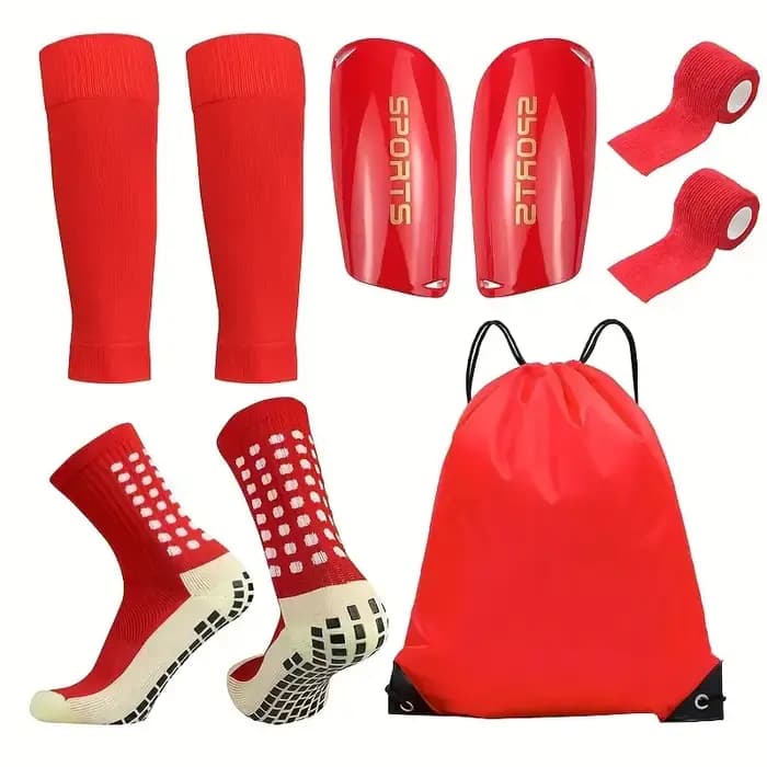 Ensemble de 5 pièces de chaussettes de football pour sports de plein air + protège-tibia +