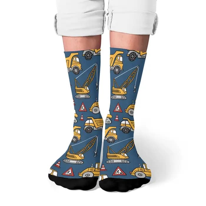 Chaussettes de dessin animé sur le thème de la Construction de routes