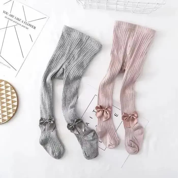 Collants à nœud papillon mignon pour filles tricoté coton hiver