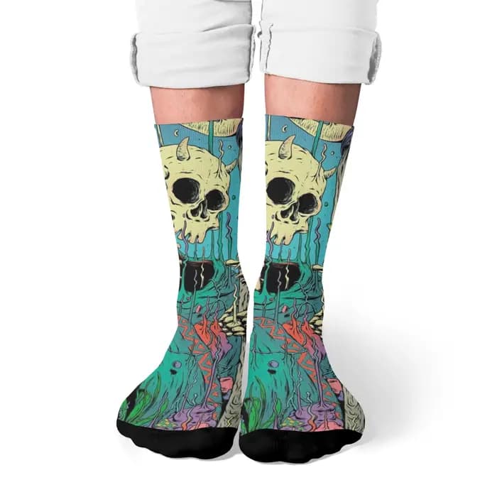 Chaussettes jarretelles décontractées de style rétro psychédélique Harajuku