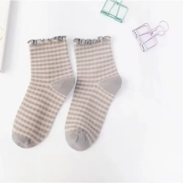 Chaussettes courtes en coton à carreaux pour femmes
