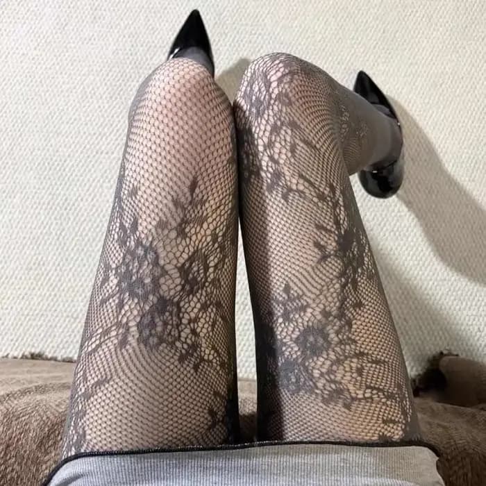 Femmes Sexy dentelle collants floraux cuisse haute bas