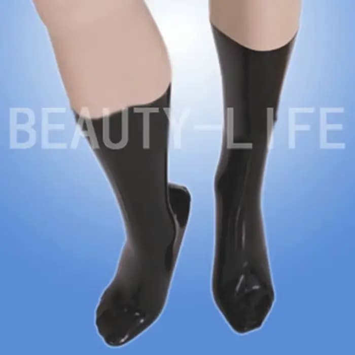 Chaussettes 2D en Latex, bonneterie Sexy aux genoux, uni, Cosplay, sans couture, sans colle, bas une pièce, épaisseur supplémentaire de 0.6mm