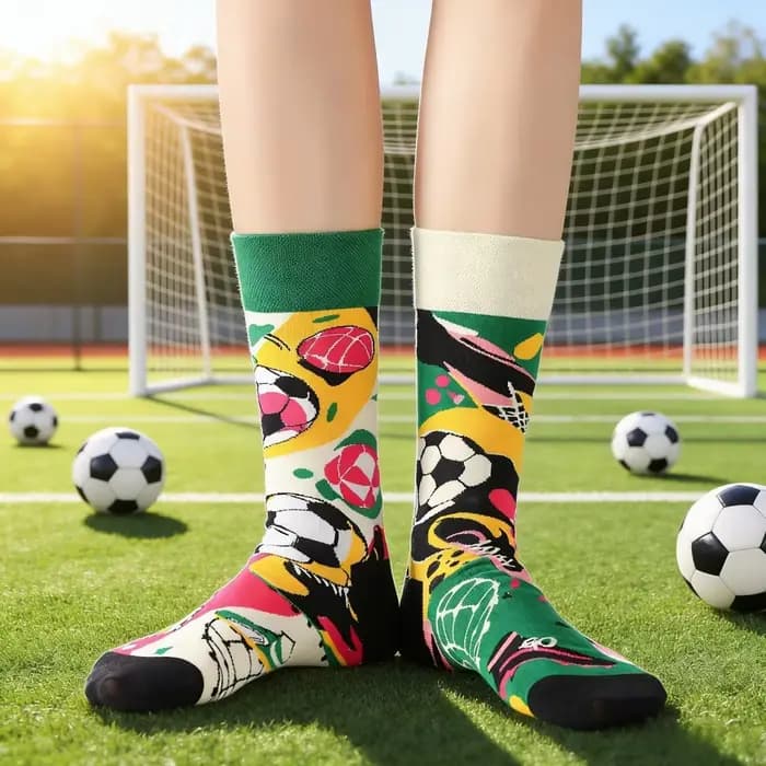 1 paire de chaussettes mi-mollet unisexes à motif asymétrique Graffiti sur le thème des ballons amusants