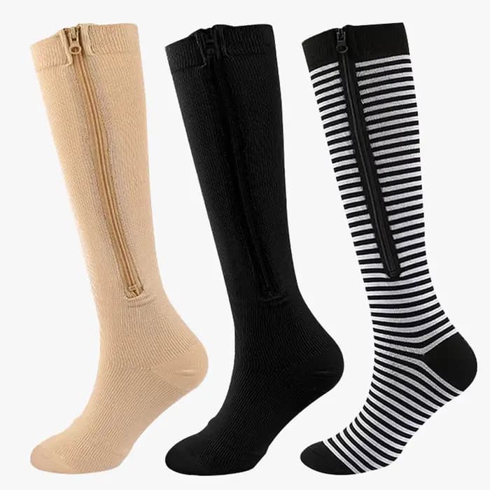 Chaussettes de compression à fermeture éclair médicale pour hommes et femmes