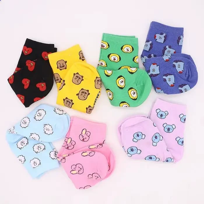 Chaussettes de sport en pur coton BT21 2026 RJ Shooky Man Tata Chimmy Cooky Youth League Cartoon, style coréen, pour femmes, avec motifs des stars du divertissement