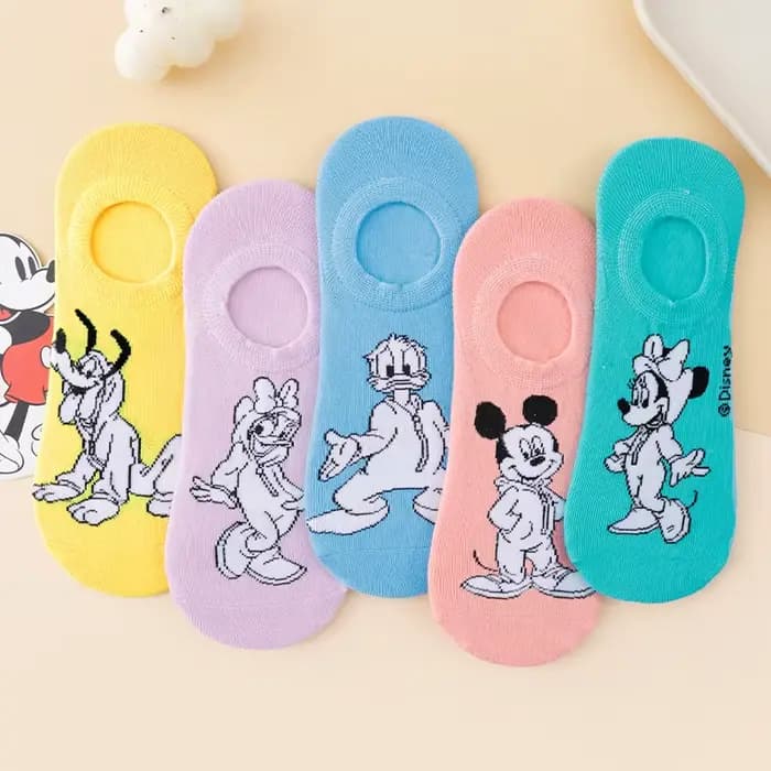 5 paires de chaussettes invisibles à motif de personnages Disney