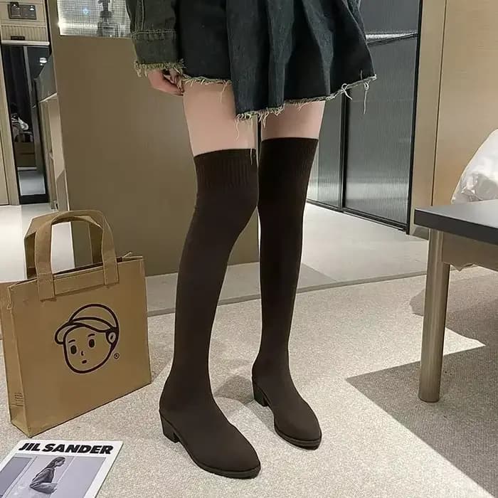 Printemps automne chaussette élastique dames genou haute arbre chaussures tendance 2025 chaussures hiver nouveauté en Promotion Gyaru femmes bottes longues