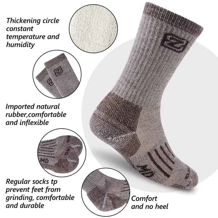 ALWOOD-Chaussettes thermiques en laine mérinos pour hommes et femmes, chaussettes optiques, randonnée, trekking, ski, rinçage, équipage, chaud, hiver, froid, neige, 2 paires