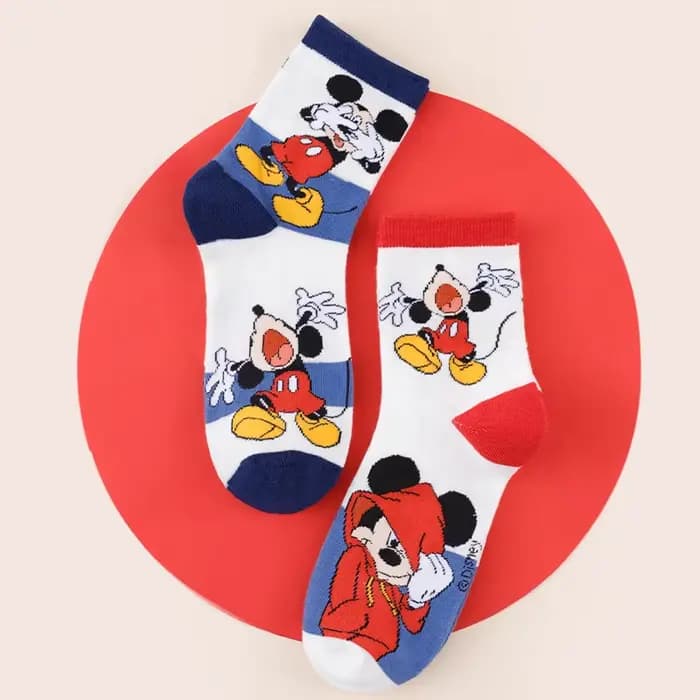 4 paires de nouvelles chaussettes Disney Mickey Mouse Rich Graffiti, version coréenne, chaussettes de mode originales pour couple, cadeau pour adolescents