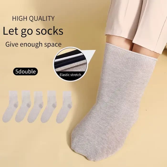 5 paires de chaussettes pour hommes, grande taille 43-44-45-46-47-48-49-50, en coton, à bordure lâche, pour hommes âgés, faciles à porter, confortables