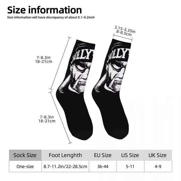 Chaussettes imprimées WWE Confederation Hogan Hcorde KAMANIA pour hommes et femmes