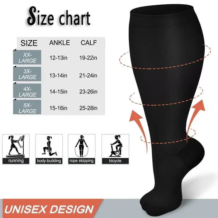 Chaussettes de compression grande taille pour femmes et hommes