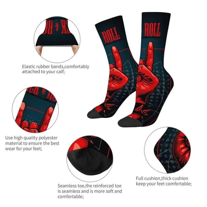 ROCK & ROLL Street Hip-Hop chaussettes pour hommes nouveauté drôle heureux équipage