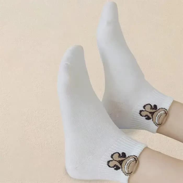 5/10/20 paires femmes dessin animé ours en peluche à motifs cheville chaussettes polyvalentes à la mode créative
