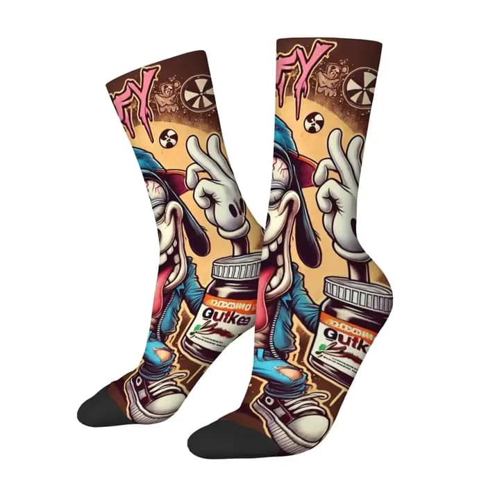 Chaussettes mi-mollet à imprimé chien de dessin animé amusant