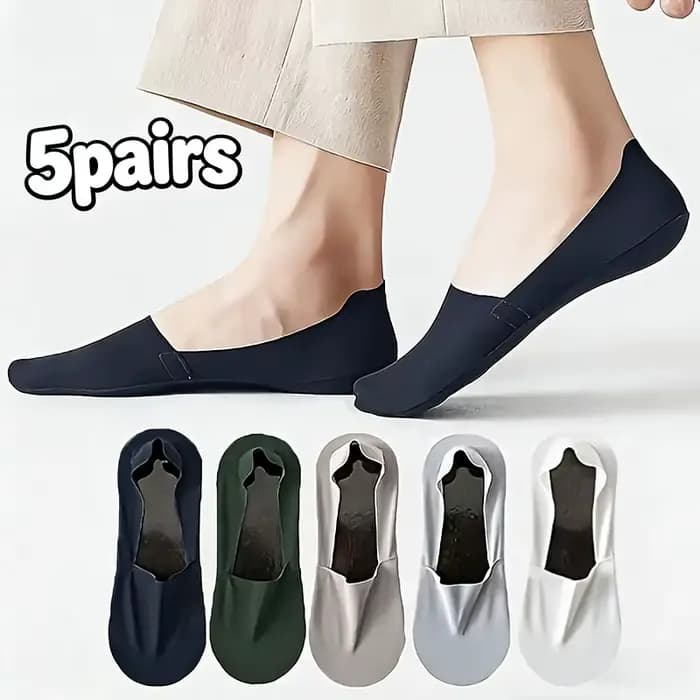 5 paires de chaussettes fines antidérapantes sans couture pour hommes