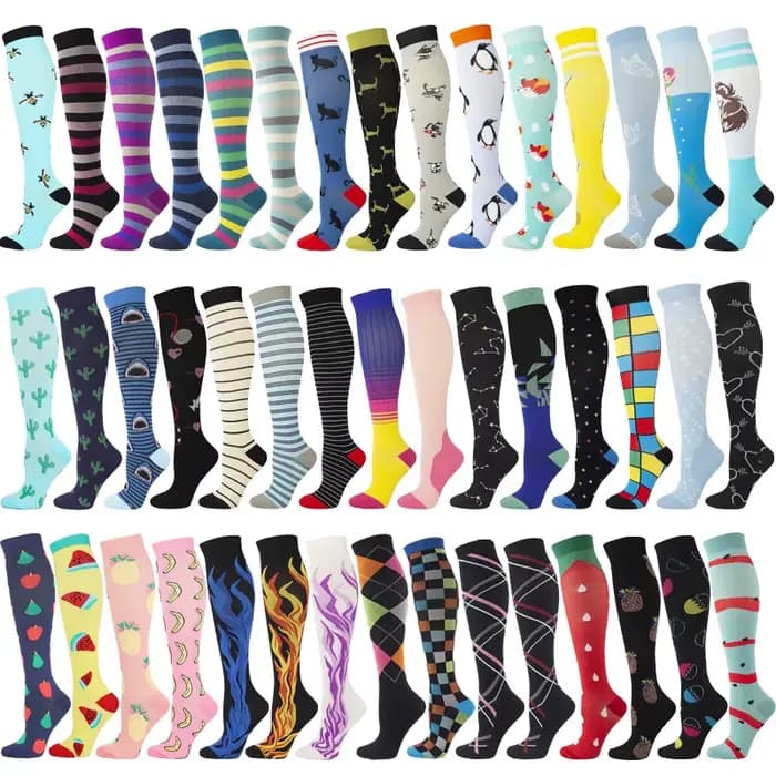 Bas de Compression unisexe Sport jambe pression Nylon course voyage heureux longue santé compresse femmes hommes chaussettes animaux