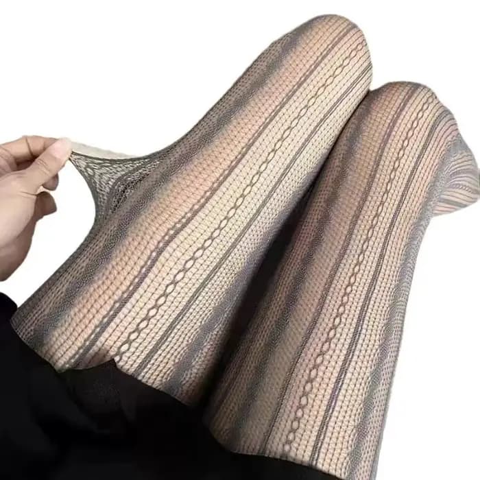 Bas résille Sexy à rayures et dentelle pour femme