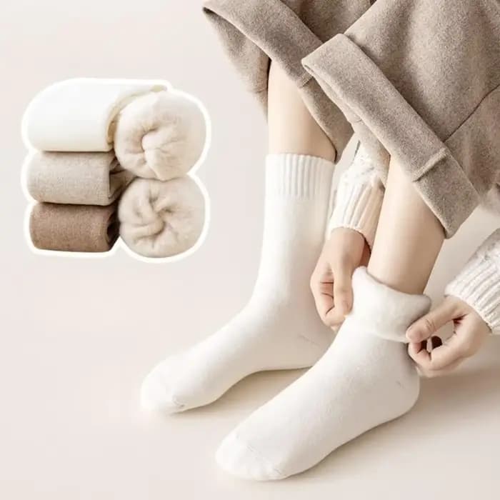 1 paire de chaussettes thermiques chaudes d'hiver pour femmes